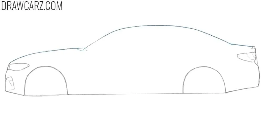 Trace the upper edge of the car