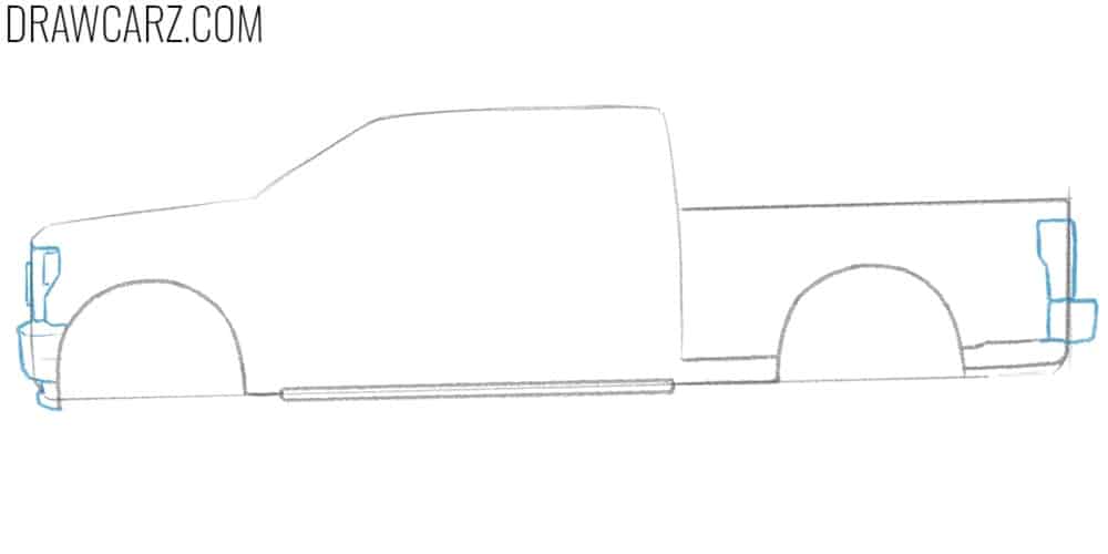 Draw the truck lights and bumpers