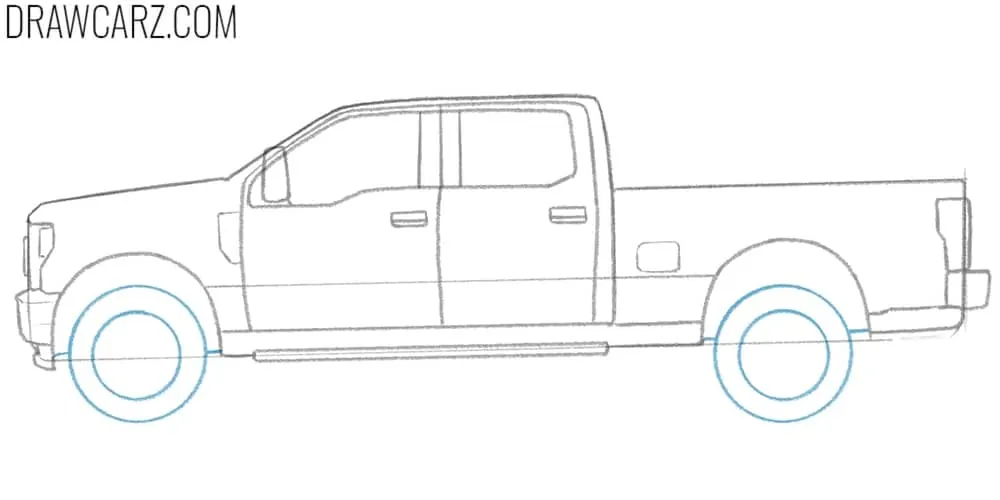 Draw the Ford F250 wheels