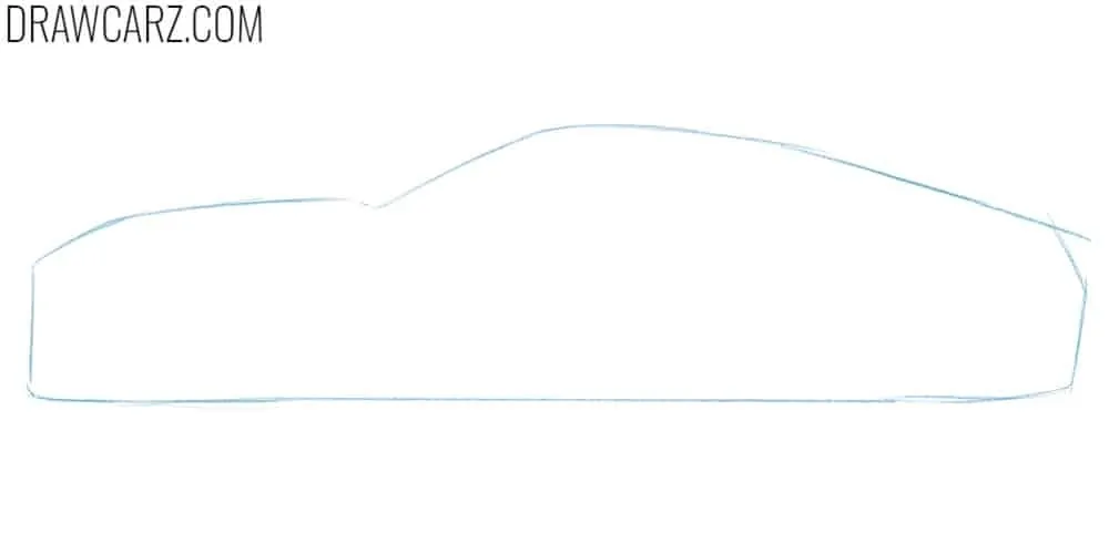 Outline the shape of the muscle car
