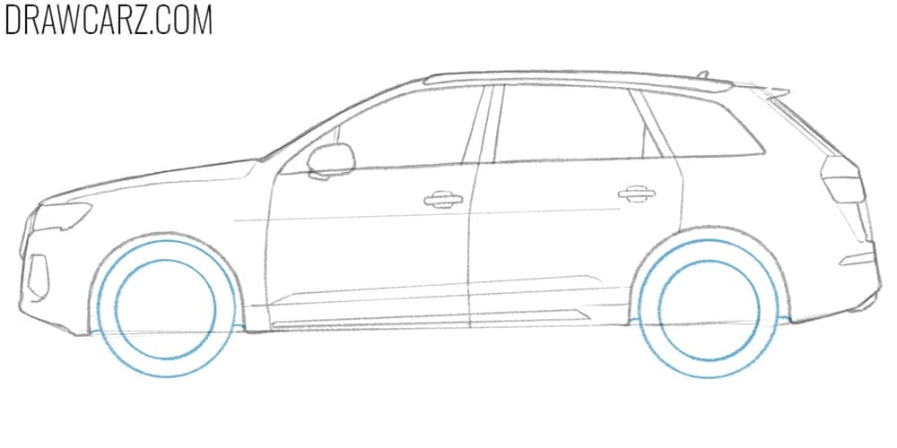 Sketch the SUV wheels