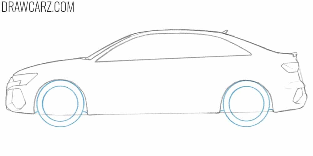Sketch the wheels and rimes