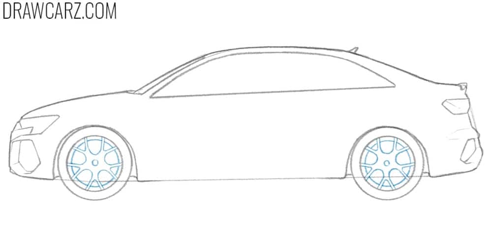 Draw the Audi RS3 wheels