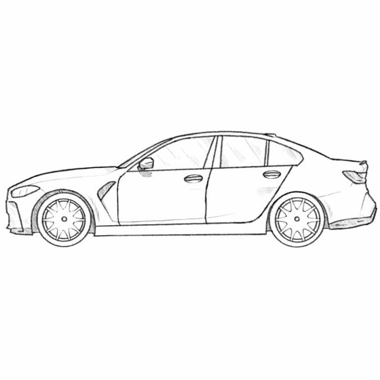 How to draw a bmw m3 - step-by-step drawing tutorial