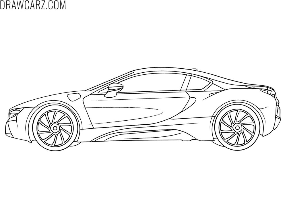 bmw i8 side view coloring page