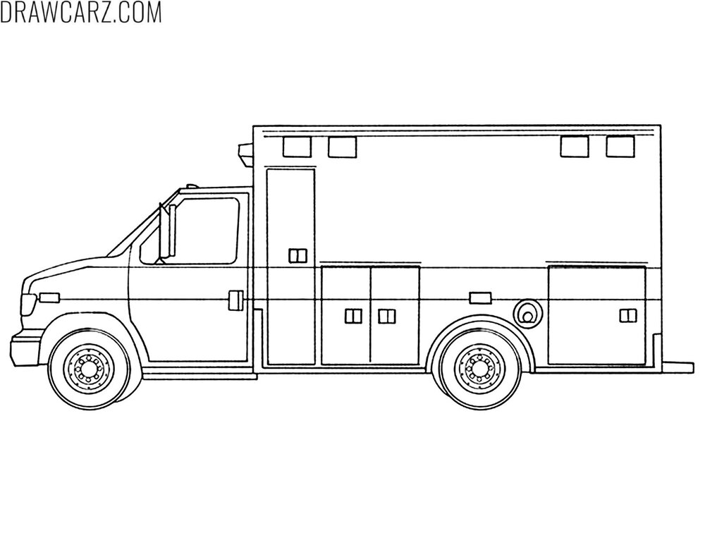 detailed ambulance truck to color