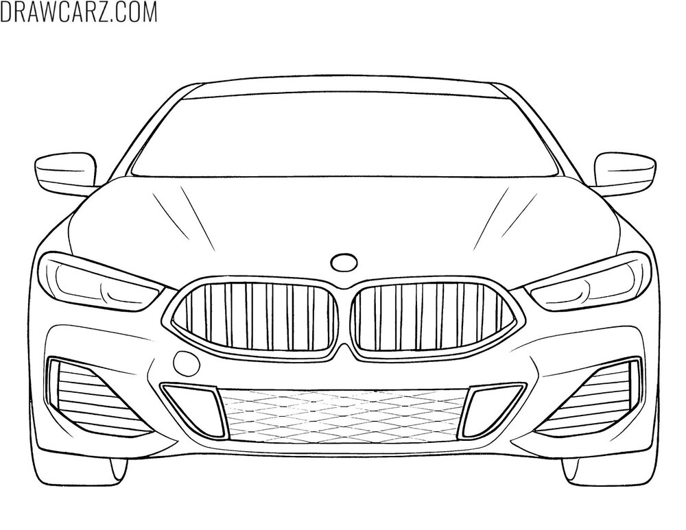 detailed bmw front view coloring page