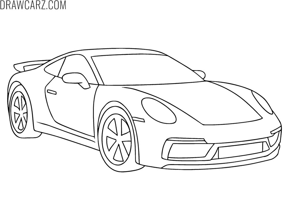 detailed cartoon sports car coloring page