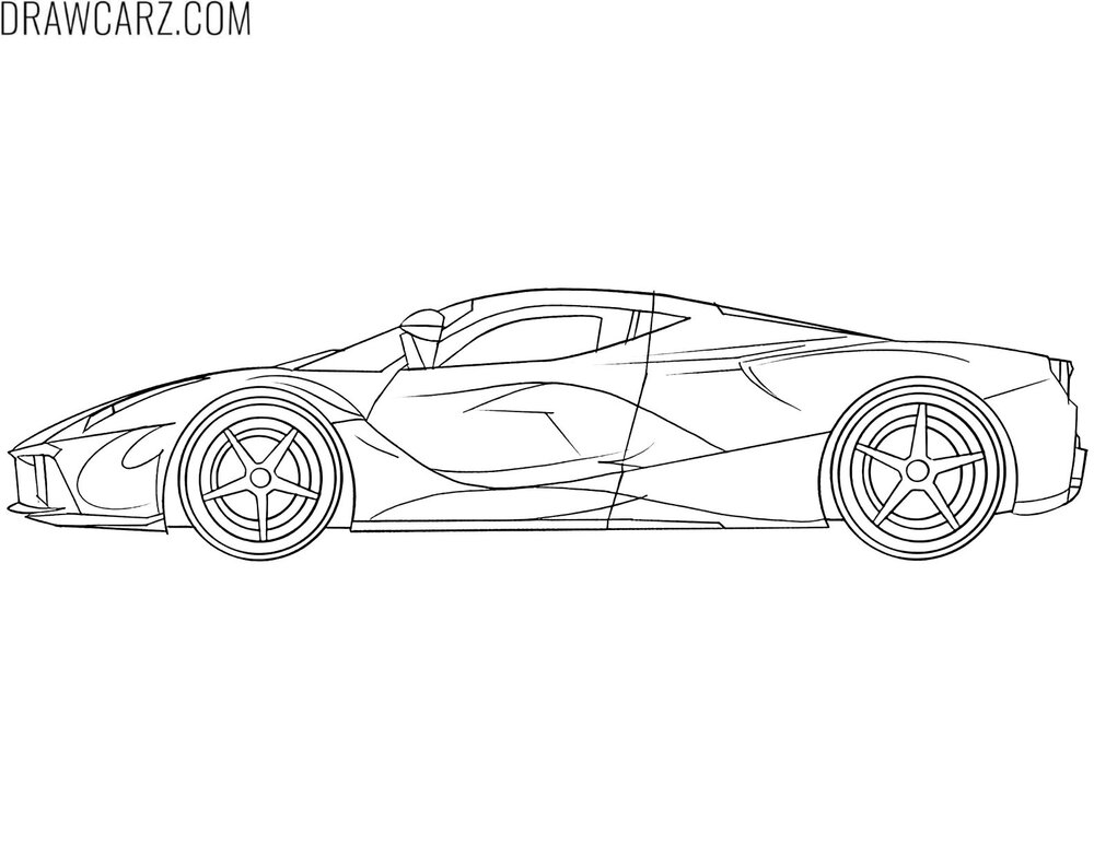 detailed ferrari laferrari side coloring sheet