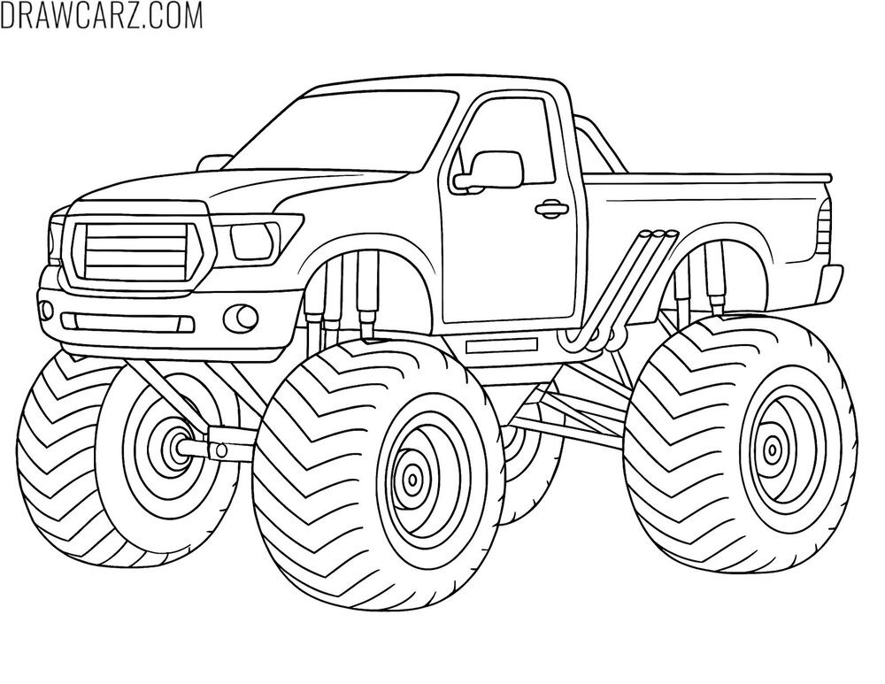 detailed monster truck coloring sheet