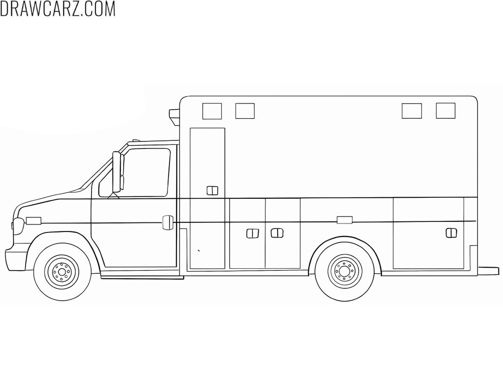 easy ambulance truck side view to color