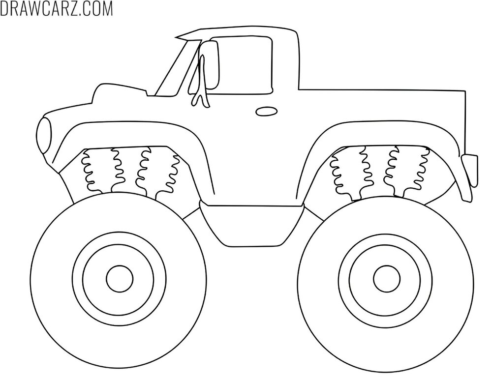 easy monster truck side view coloring