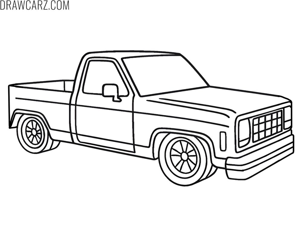 easy pickup truck coloring page