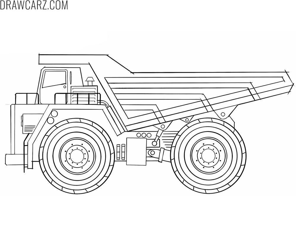 mining dump truck side coloring sheet