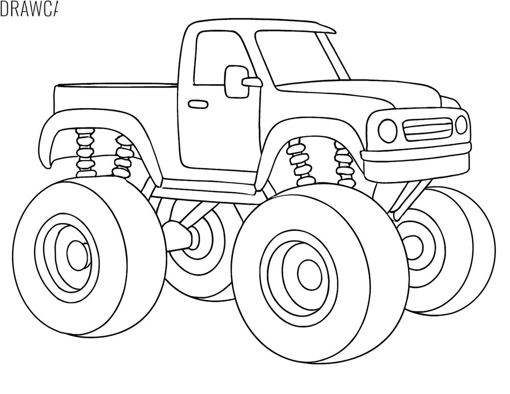 monster truck coloring page for kids