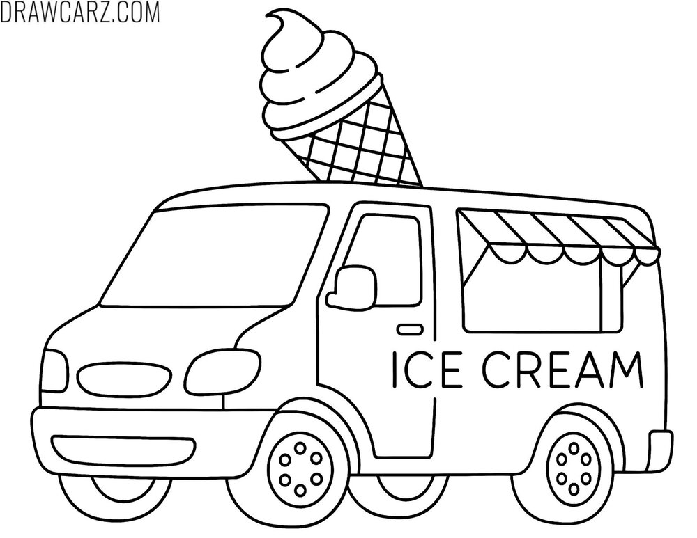 simple ice cream truck coloring sheet