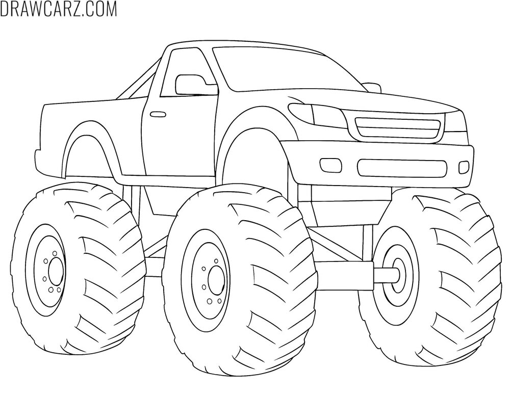 simple monster truck coloring page