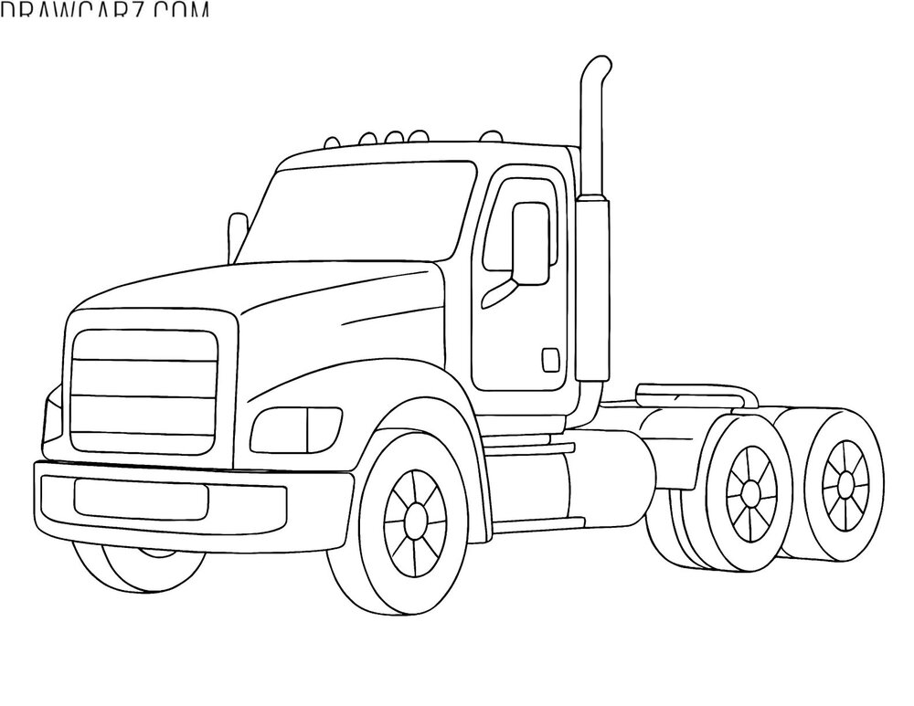 simple semi truck coloring sheet