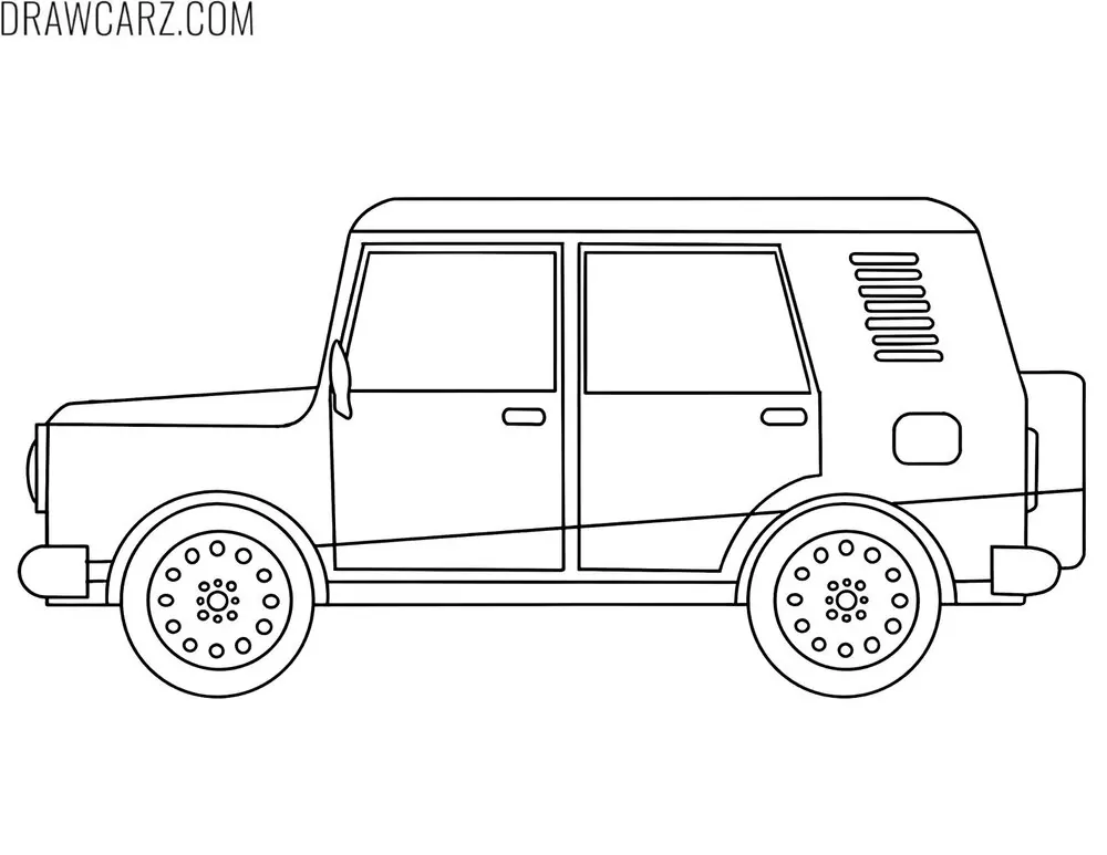 simple suv side view coloring page