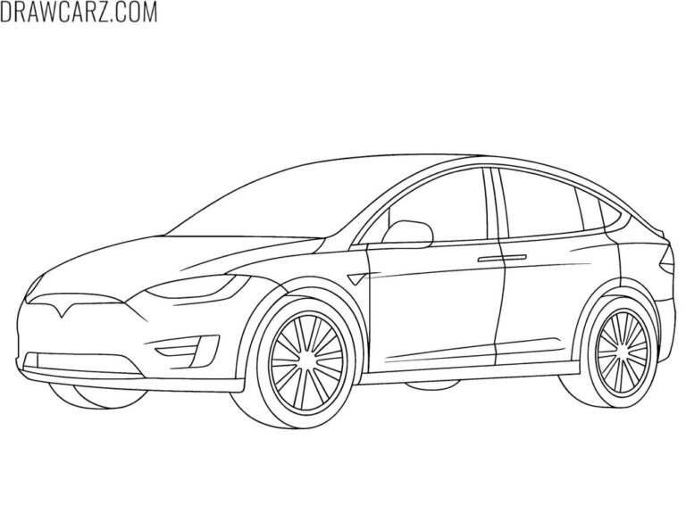 Model X Coloring Tesla Coloring Pages - DrawCarz