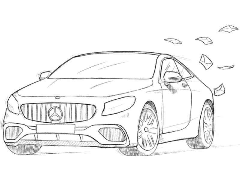 Car sketch illustration for Drawcarz contact page