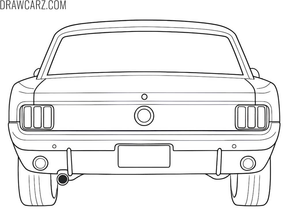 classic ford mustang back view coloring page