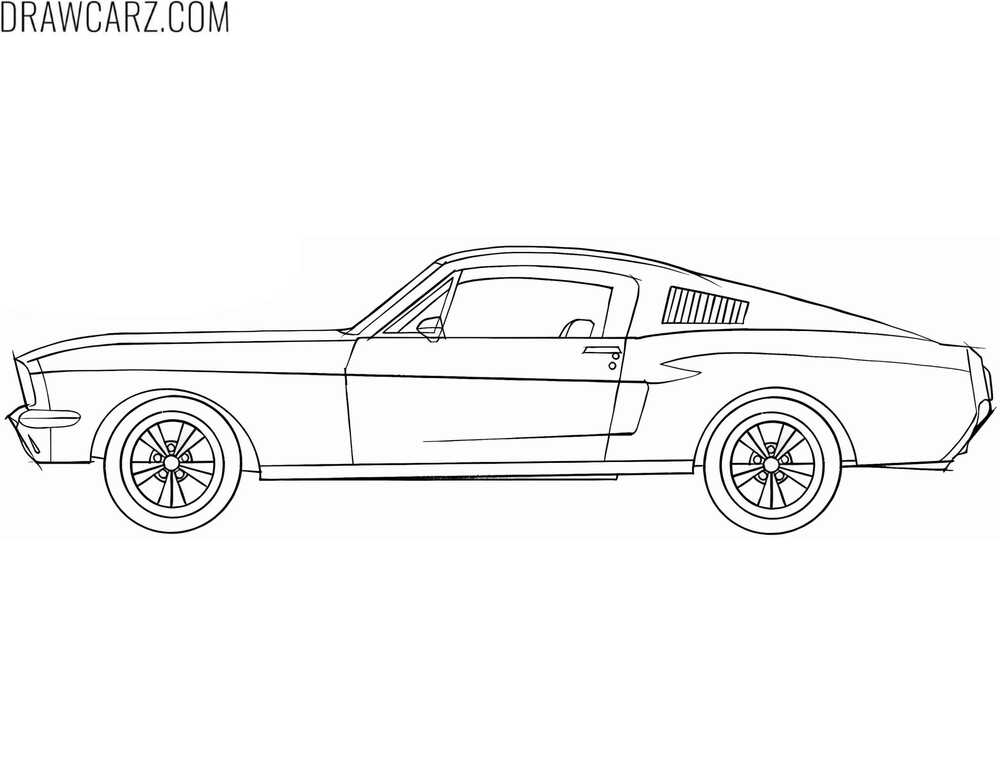 classic ford mustang side view coloring page