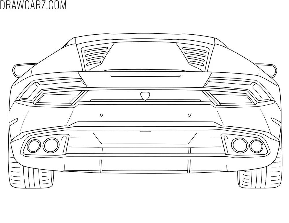 detailed lamborghini back view coloring page
