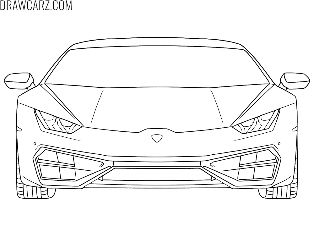 detailed lamborghini front view coloring page