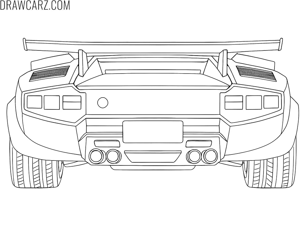 lamborghini countach back view coloring sheet
