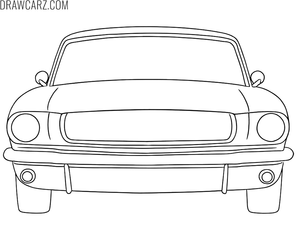 Old American sports car front view coloring sheet