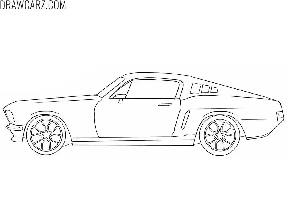 old ford mustang side view to color