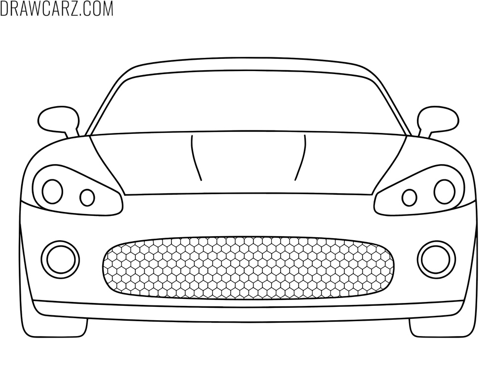 Simple sports car front view coloring page