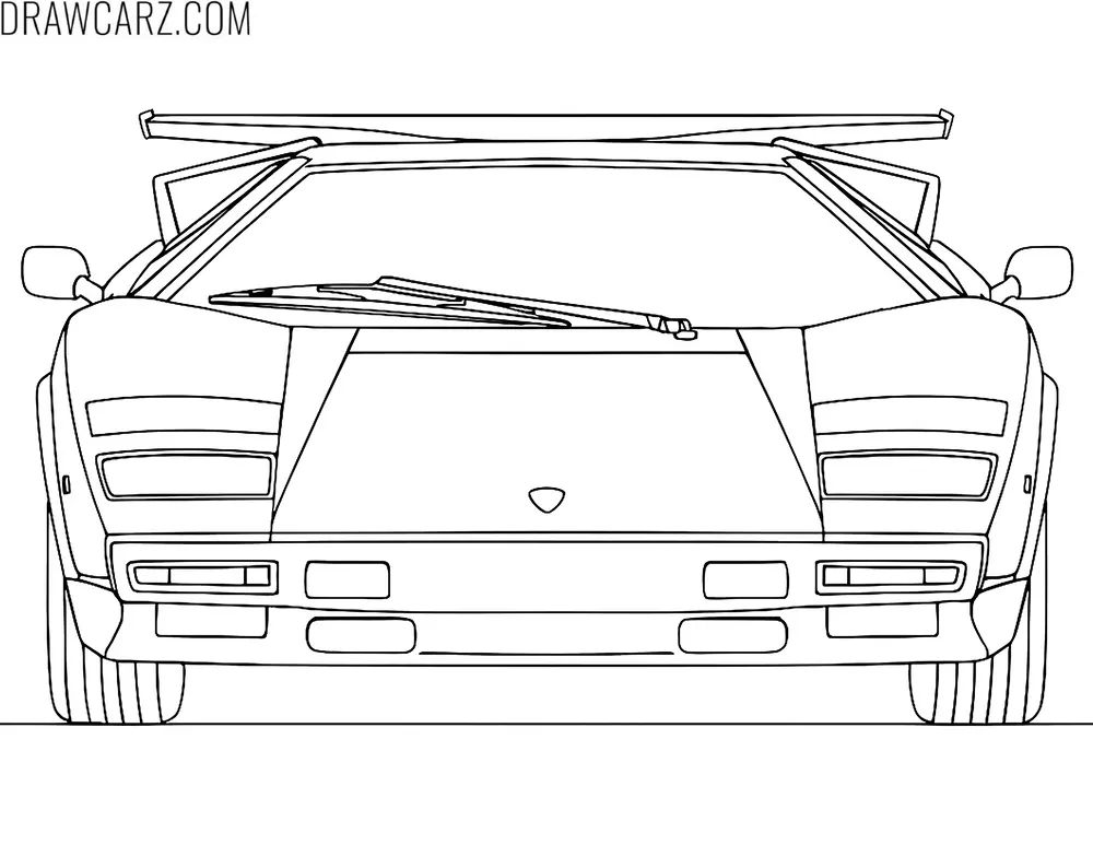 vintage lambo front view coloring sheet