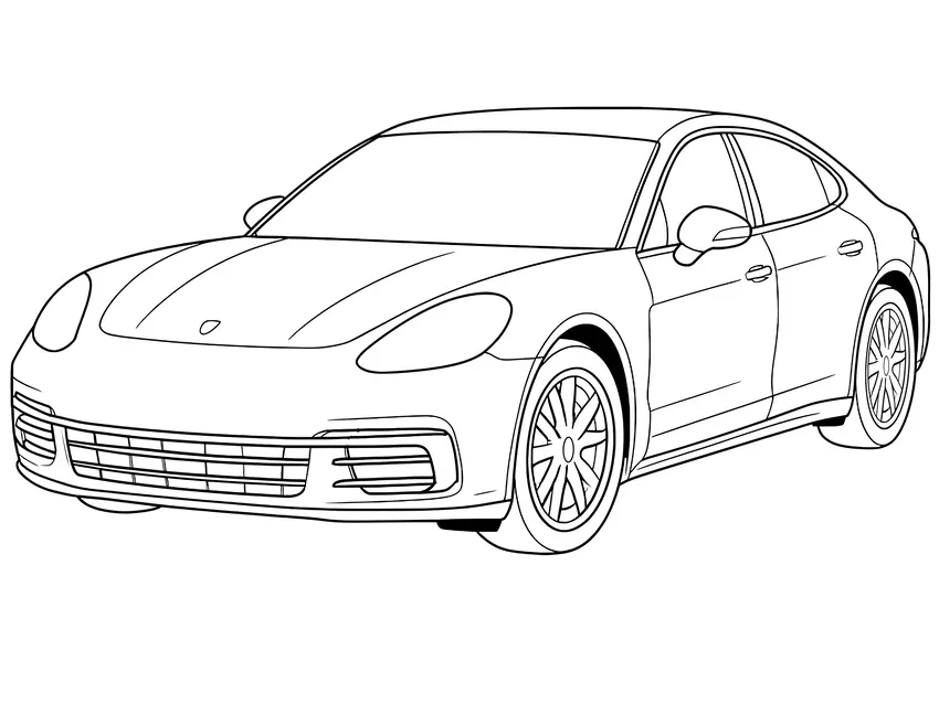 Four door Porsche coloring page