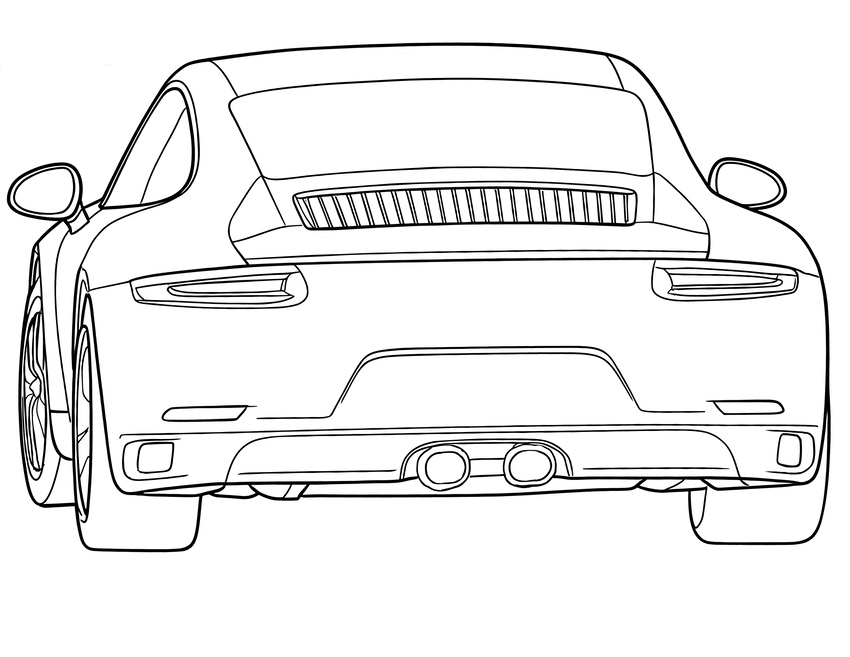 Porsche back view coloring page