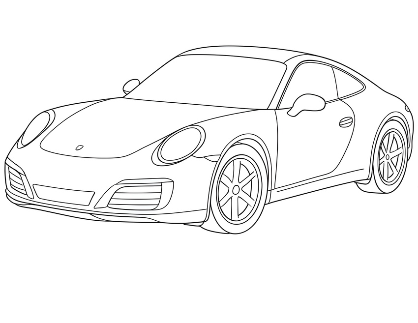 Porsche sports car coloring sheet