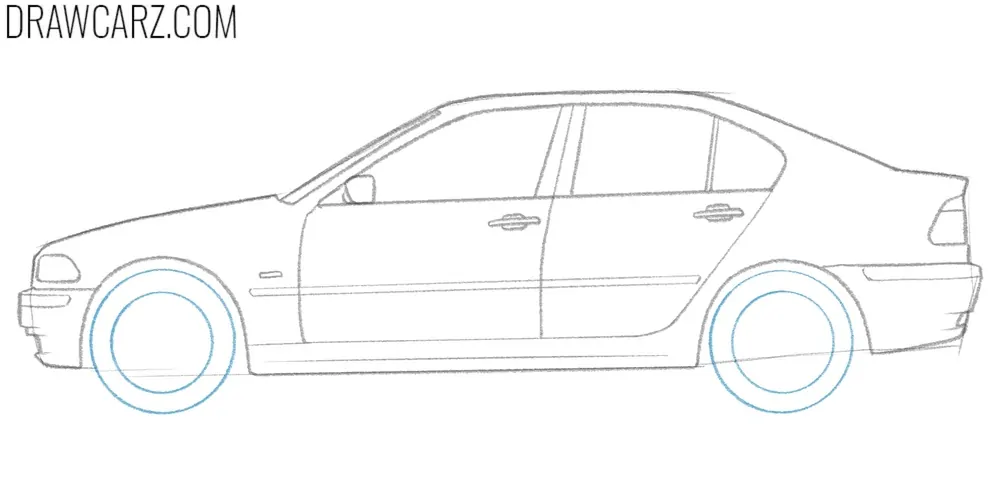 Add the tire and rim circles