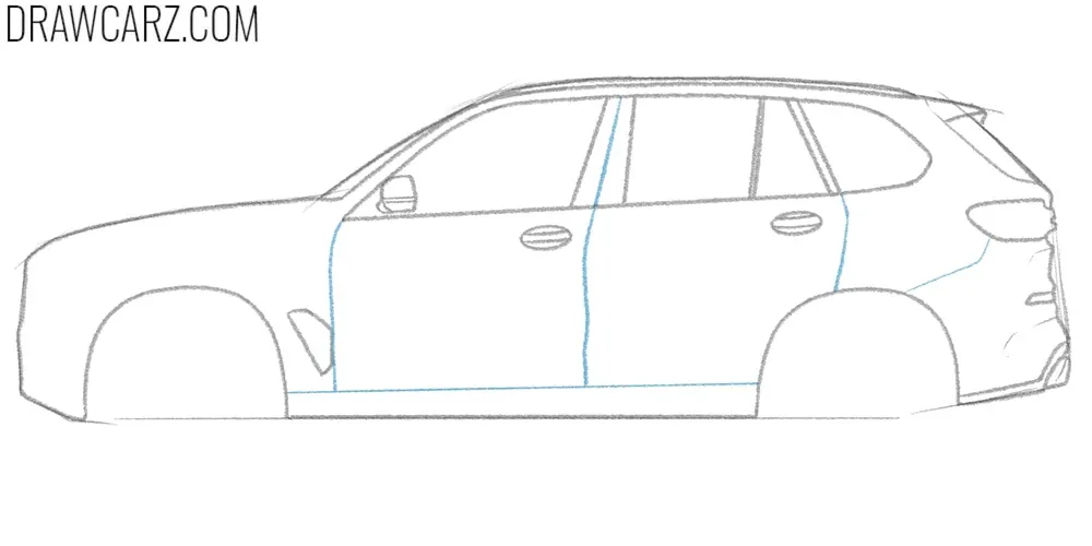 Draw the BMW X5 door seams