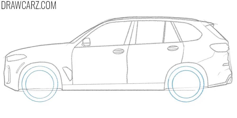 Draw the BMW X5 wheels