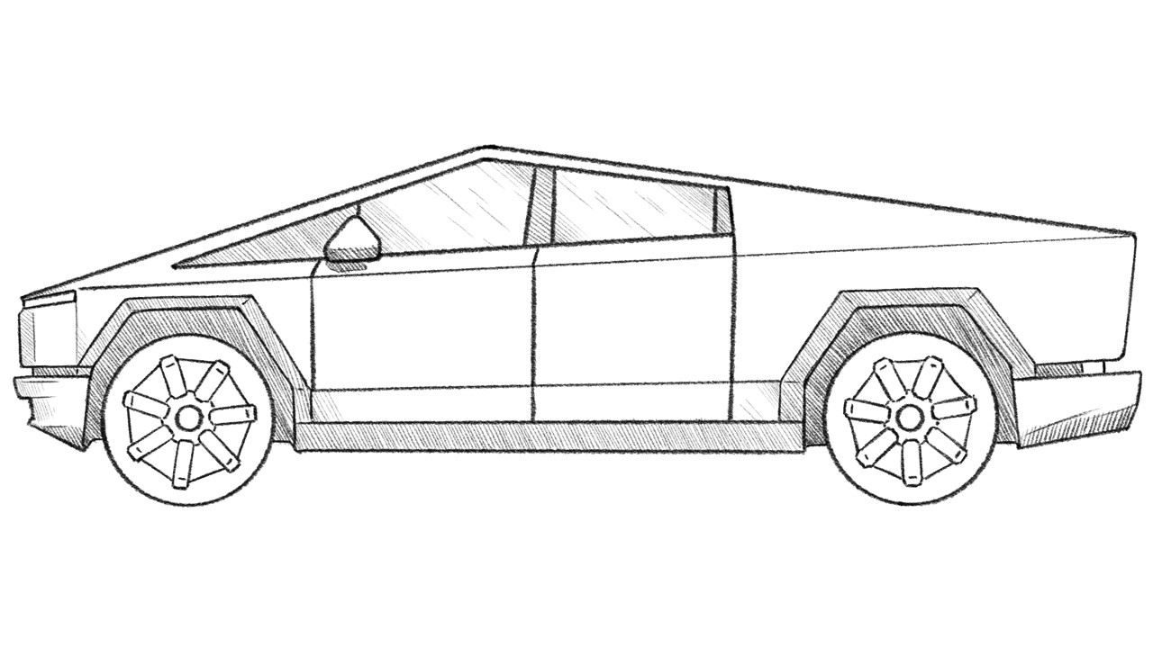 how to draw a tesla cybertruck featured image