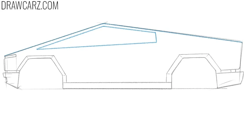 Draw the windows of the Tesla Cybertruck