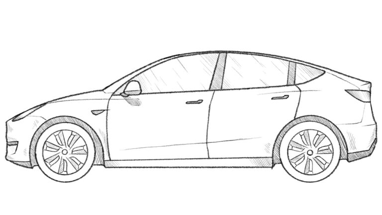 how to draw a tesla model y featured image