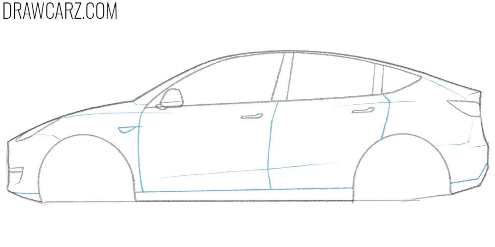 Draw the doors of the Tesla Model Y