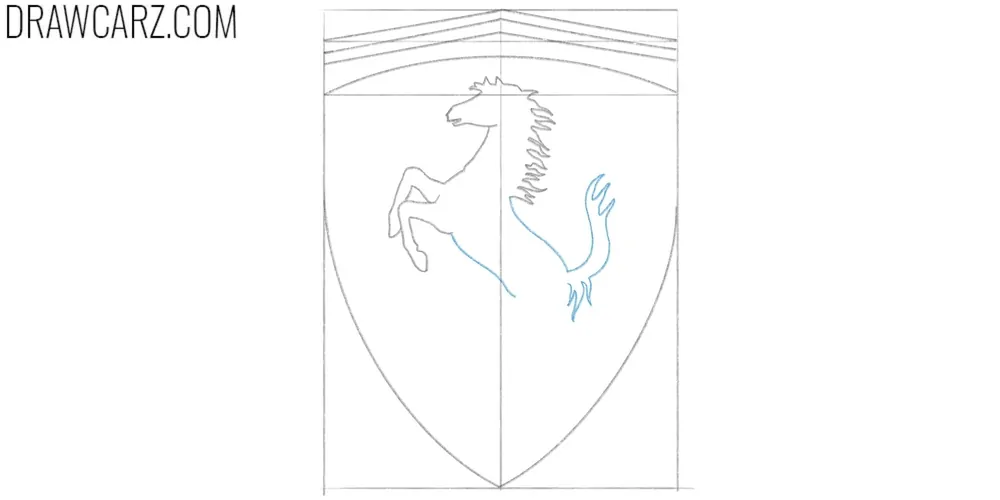 Draw the tail of horse on the logo