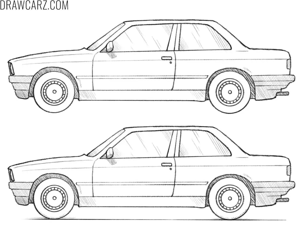 Creating volume in car drawings using cast shadow